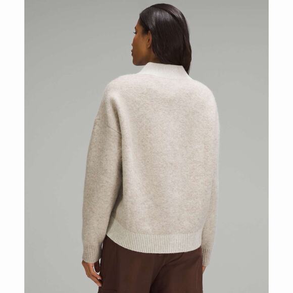 Lululemon Alpaca Wool Blend V-Neck Heathered White Opal Sweater - Picture 2 of 6